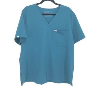 FIGS Catarina Teal Scrub Top XXL Women's V-Neck Stretch Modern Uniform